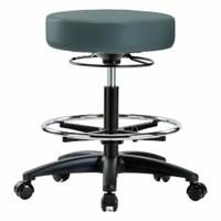 Stool: Vinyl, Ht Range 19 3/4 in to 27 3/4 in, 17 in Seat Wd, 17 in Seat Dp, 0 Glides, 5 Casters (MPN BR-VMBSO-RG-CF-RC-8546). Key specifications — Brand: APPROVED VENDOR; Foot Support: Yes; Base Material: Fiberglass; ESD-Safe: Not ESD Safe; Number of Casters: 5.
