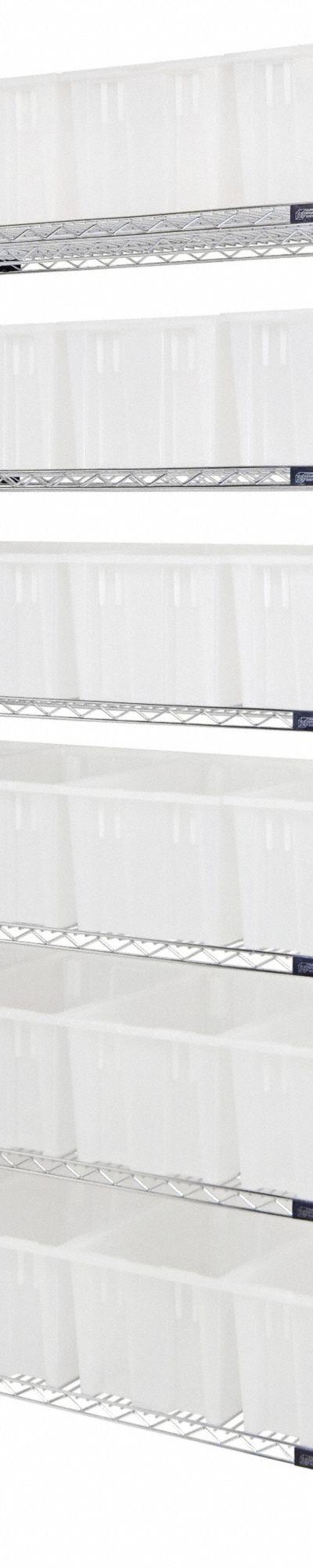 QUANTUM STORAGE SYSTEMS Shelving Unit: 48 in x 18 in x 74 in - Wire Stationary Bin Shelving with Closed-Front Bins