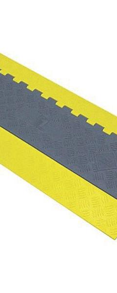 POWER FIRST Cable Protector: 5 Channels, Hinged, 1 1/4 in Max Cable Dia, 16 1/2 in Wd, 1 5/8 in Ht (MPN GG5X125GRYYPOW2). Key specifications — Brand: POWER FIRST; Color: Gray/Yellow; Component: Cable Ramp-Straight Section; Material: Polyurethane.