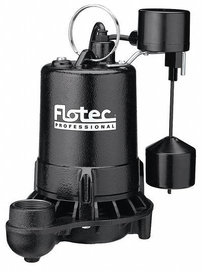 FLOTEC Submersible Sump Pump: 1/2 hp, 115V AC, 61 gpm Flow Rate @ 10' of Head - General Purpose Submersible Sump Pumps