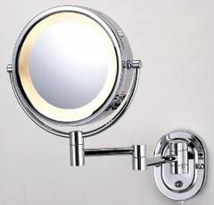 SEE ALL Makeup Mirror: Round, Glass, 13 in Overall Ht, 10 in Overall Wd, 4 in Overall Dp, Wall, 5X (MPN HLCSA895). Key specifications — Brand: SEE ALL INDUSTRIES; Frame Material: Metal; Frame Finish: Chrome; Frame Color: Silver; Lighting Location: Front; Mirror Edge Style: Polished Edge; Lighted: Yes.