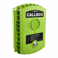RITRON Two-Way Radio Callbox, Hinge Enclosure, VHF MURS License-Free, With Relay, Hi-Viz Green (MPN RQX-117M-QGRN). Key specifications — Manufacturer Part Number: RQX-117M-QGRN; Brand: RITRON; Color: Hi-Viz Green; Radio Band: VHF MURS (No License Required); Includes: Stored-Voice Msg.