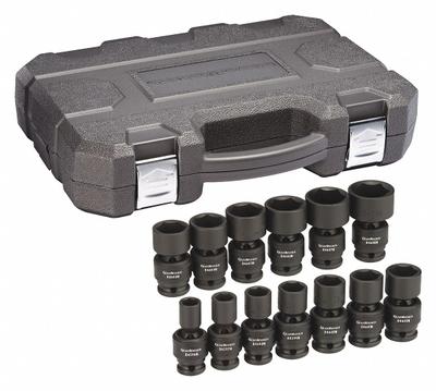 GEARWRENCH Socket Set: 3/8 in Drive Size, 1/2 in to 1 1/4 in Socket Size Range - SAE Impact Socket Sets