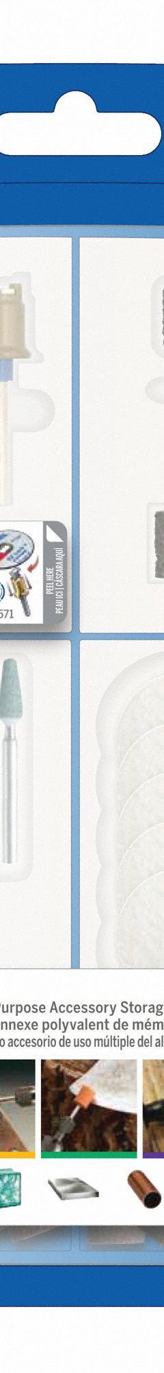 DREMEL General Purpose Attachment Set: Gen Purpose Attachment Set, 160 Pieces, Case Included (MPN 710-08). Key specifications — attr1097321: 407-1/2 in 60 Grit Sanding Band and Mandrel; attr1097325: Case Included; attr1097330: DREMEL.