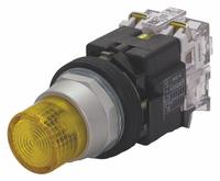 EATON Illuminated Push Button: Illuminated, Extended Profile, Metallic, 30 mm, 1NO (MPN HT8GBYAF3). Key specifications — Brand: EATON; Action: Momentary; Series: HT800; Push Button Material Type: Metallic.