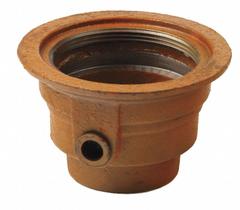 SMITH LIGHT COMMERCIAL Floor Drain Body: 6 1/2 in Overall Dia, 4 in Nominal Pipe Size, No Hub, Round (MPN 210-Y04). Key specifications — Color: Yellow; Connection Type: No Hub; Brand: SMITH LIGHT COMMERCIAL; Includes: Trap Primer Connection.