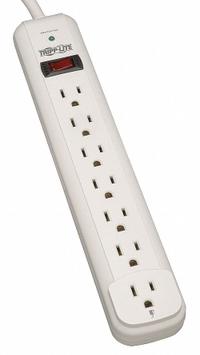 TRIPP LITE Outlet Strip: 7 Outlets, 12 ft Cord Lg, 1,080 J Rated Energy, 15 A Current, UL 1363 (MPN TLP712). Key specifications — Brand: TRIPP LITE; Mounting Style: Keyhole.