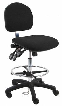 Ergonomic Chair: Fabric, Armless, Ht Range 21 in to 31 in, 19 in Seat Wd, 17 in Seat Dp, 5 Casters (MPN LNT-DFB-TLC-WW-BLACK). Key specifications — Foot Support: Yes; Back Tilt Backward: 80°; Back Tilt Forward: 105°; Base Material: Nylon; Brand: BENCHPRO; Product Type: Ergonomic Chair; ESD-Safe: Not ESD Safe; Seat Tilt Backward: 10°.
