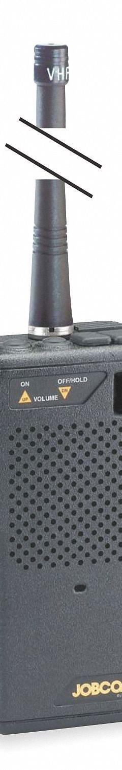 RITRON Handheld Two Way Radio: Jobcom JMX Series, VHF, Analog, 1.5 W, 10 Channels, Alphanumeric (MPN JMX141D). Key specifications — Color: Black; FCC License Required: Yes.