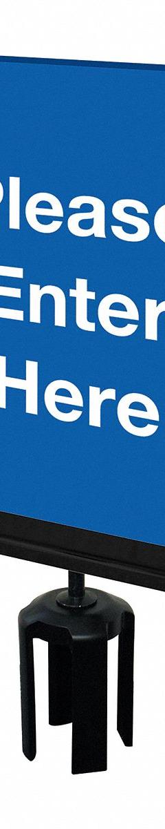 TENSABARRIER Acrylic Sign: Blue, Please Enter Here Message, 11 in Overall Lg, 7 in Overall Wd (MPN S01-P-23-7X11-V-HDSB-1701-33). Key specifications — Brand: TENSABARRIER; Color: Blue; Includes: Mounting Adapter; Message: Please Enter Here; For Use With: Tensabarrier Posts; Material: Acrylic.
