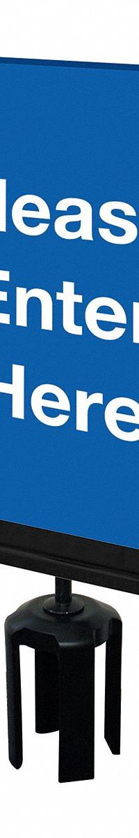TENSABARRIER Acrylic Sign: Blue, Please Enter Here Message, 11 in Overall Lg, 7 in Overall Wd (MPN S01-P-23-7X11-V-HDSB-1701-33). Key specifications — Brand: TENSABARRIER; Color: Blue; Includes: Mounting Adapter; Message: Please Enter Here; For Use With: Tensabarrier Posts; Material: Acrylic.
