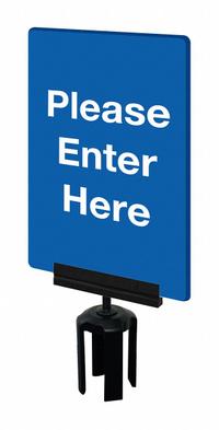 TENSABARRIER Acrylic Sign: Blue, Please Enter Here Message, 11 in Overall Lg, 7 in Overall Wd (MPN S01-P-23-7X11-V-HDSB-1701-33). Key specifications — Brand: TENSABARRIER; Color: Blue; Includes: Mounting Adapter; Message: Please Enter Here; For Use With: Tensabarrier Posts; Material: Acrylic.