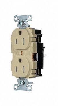 HUBBELL Receptacle: Duplex, 5-15, Ivory, 125V AC, 15 A, 2 Pole / 3 Wire (MPN 5262STITR)