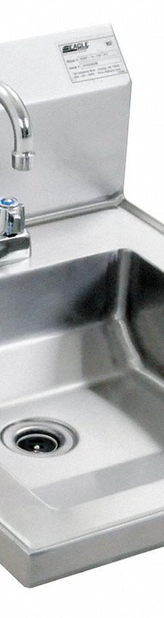 EAGLE GROUP Wheelchair Hand Sink: 1 Stations, 5 in Bowl Dp, 14 in Bowl Lg, 16 in Bowl Wd, 16 ga (MPN HSAP-14-FW-IF1). Key specifications — Includes Side Splash: Side Splash Not Included; Series: HSA; Brand: EAGLE GROUP.