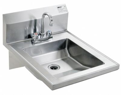 EAGLE GROUP Wheelchair Hand Sink: 1 Stations, 5 in Bowl Dp, 14 in Bowl Lg, 16 in Bowl Wd - One-Station Wall-Mounted Hand Sinks with Faucets