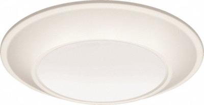 LED Surface Mount Light: 6 in Dia, White, 1 3/8 in Ht, 1,090 lm, 3000K/4000K/5000K - Standard Round Surface-Mount Downlights