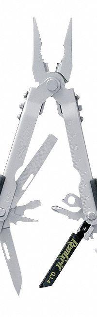 GERBER Maintenance Kit: Multi-Tool Plier, 14 Tools, 14 Functions, 5 1/8 in Closed Lg, Gray, MP600 (MPN G07570N). Key specifications — attr15951: GERBER; attr10311: MP600 Woods/Flash light Combo; attr10312: Gray; attr15963: Stainless Steel; attr15971: Multi-Tool Plier; attr15972: Wire Crimper; attr15977: Slide-Out; attr15981: MP600.