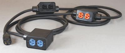 KH INDUSTRIES Power Stringer: 30 ft Lg, 3 Outlet Boxes, 6 Outlets, 12/3, 5-20P Plug, 125V AC - Nonlinkable Extension Cords with Multiple Outlet Boxes