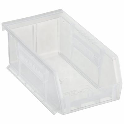QUANTUM STORAGE SYSTEMS Hang and Stack Bin: 4 1/8 in x 7 3/8 in x 3 in, Clear - Clearview Plastic Bins