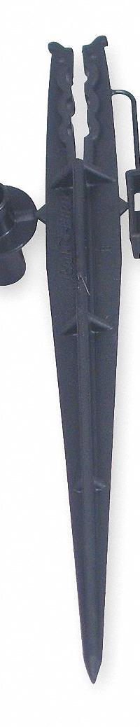 RAIN BIRD Tubing Stake: Drip Tubing Stake, 1/4 in Distribution Tubing (XQ), Plastic, Black, 10 PK (MPN TS25-10PS2). Key specifications — Brand: RAIN BIRD; Color: Black; Compatible Product Type: 1/4 in Distribution Tubing (XQ); Includes: Bug Cap; Material: Plastic; Product Type: Drip Tubing Stake.
