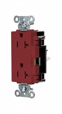 HUBBELL Receptacle: Decorator Duplex, 5-20, Red, 125V AC, 20 A, 2 Pole / 3 Wire (MPN HBL2162STR)