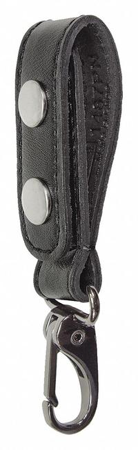 HEROS PRIDE Key Holder: Black, Leather, Plain, 6 1/4 in x 29 mm, Snap Closure, For 2 1/4 in Belt Wd (MPN 1487PN). Key specifications — attr188437: Black; attr188438: Leather; attr188431: Key Pouch.