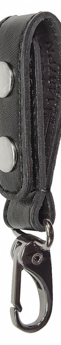 HEROS PRIDE Key Holder: Black, Leather, Plain, 6 1/4 in x 29 mm, Snap Closure, For 2 1/4 in Belt Wd (MPN 1487PN). Key specifications — attr188437: Black; attr188438: Leather; attr188431: Key Pouch.