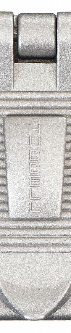 HUBBELLOCK Weatherproof Cover: Cast Aluminum, Hubbellock Receptacles, 1 Gangs, 4 3/8 in Overall Ht (MPN HBL20405). Key specifications — Brand: HUBBELLOCK; Color: Aluminum; Compatible with Product Type: Hubbellock Receptacles; Mounting Orientation: Vertical.