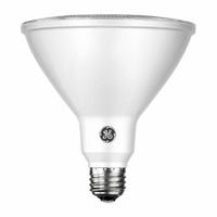 GE Compact LED Bulb: LED, PAR38, Medium Screw (E26), 18 W Watt, 150 W Incandescent Watt Equivalency (MPN LED18DP38ROW930/40). Key specifications — Bulb Finish: Clear; Color Temperature: 3000K; Shatter-Resistant: No; Brand: GE; Voltage: 120V AC; Bulb Shape: PAR38.