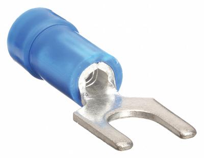 PANDUIT Fork Terminals: Blue, Vinyl, #8 Stud Size, 16 AWG – 14 AWG Wire Range, Std Fork - Insulated Fork Terminals