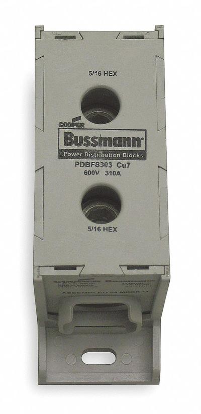 BUSSMANN Power Distribution Block: Finger-Safe, Lug, Lug - Finger-Safe Blocks with Lugs