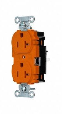 HUBBELL Receptacle: Duplex, 5-20, Orange, 125V AC, 20 A, 2 Pole / 3 Wire (MPN 5352STO)