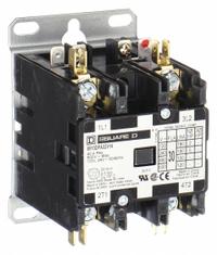SQUARE D Definite Purpose Magnetic Contactor: 2 Poles, 208-240V AC, 30 A, Non-Reversing (MPN 8910DPA32V09). Key specifications — Brand: SQUARE D; Coil Voltage: 220/208-240V AC; Contactor Style: HVACR Definite Purpose Contactor; Terminal Connection Type: Screw Clamp Terminals; Maximum Voltage Rating: 600V AC; Series: 8910 Series Type DPA; Phase: Single; Main Pole Contact Form: 2NO.
