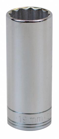 SK PROFESSIONAL TOOLS Socket: Metric, 3/8 in Drive Size, 19 mm Socket Size, 12-Point, Deep, Chrome (MPN 8439). Key specifications — attr1204417: SK PROFESSIONAL TOOLS; attr1204392: Chrome.