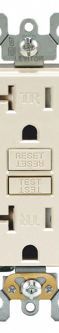 LEVITON GFI Receptacle: Decorator Duplex, 5-20, Light Almond, GFCI, 125V AC, 20 A, 2 Pole / 3 Wire (MPN GFTR2-T)