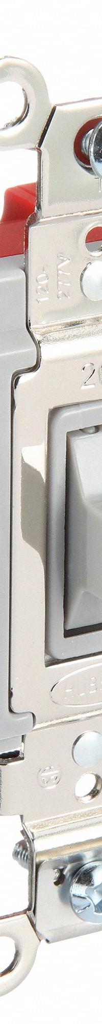 HUBBELL Wall Switch: Toggle Switch, Single Pole/Double Throw, Momentary, Gray, 120/277V AC, 20 A (MPN HBL1557GY). Key specifications — Illuminated: No; Voltage Rating: 120/277V AC.
