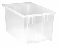 QUANTUM STORAGE SYSTEMS Stacking and Nesting Tote: 5.7 gal, 18 in x 11 in x 9 in, Clear (MPN SNT185CL). Key specifications — Nestable: Nesting Capable; Brand: QUANTUM STORAGE SYSTEMS; Material: Plastic.
