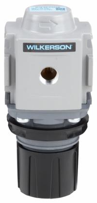 WILKERSON Compressed Air Regulator: Aluminum, 3/8 in NPT, 150 cfm, 300 psi Max Op Pressure, Knob (MPN R18-03-F000B). Key specifications — attr111664: No; attr111400: R18; attr111627: WILKERSON.