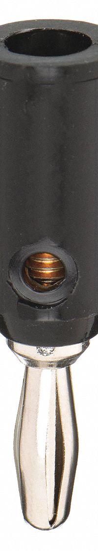 Banana Plug: 1 1/2 in Lg, Beryllium Copper/Brass, Polypropylene, 5,000 V Max Volt, 15 A Max Current (MPN 1325-0). Key specifications — Contact Material: Beryllium Copper/Brass; Body Material: Brass; Brand: POMONA; Color: Black.