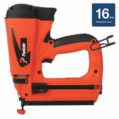PASLODE Nail Gun: Finish, Sequential, For 16 ga Nail Gauge, (1) 1.5 Ah, Adhesive, Strip Collation (MPN 916000). Key specifications — attr1171067: 0°; attr1171093: Finish; attr1171072: Sequential.