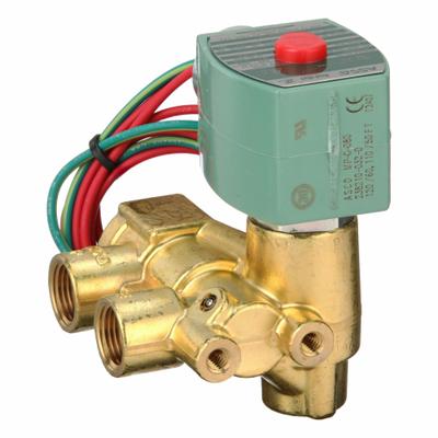 REDHAT Solenoid Valve: 3-Way, Normally Closed, 3/8 in Pipe Size, 110V AC/120V AC - 3-Way/2-Position, Normally Closed Solenoid Valves