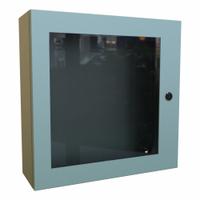 HAMMOND Electrical Enclosure: Steel, 20 in x 20 in x 6 in, NEMA 12/3R/4, Solid with Window Cover (MPN EN4SD20206WGY). Key specifications — Closure Method: 1/4-Turn Latch; Brand: HAMMOND; Knockouts: Not Included.