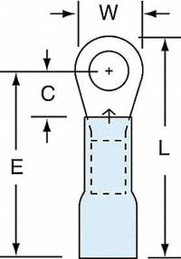 3M Ring Terminal: Blue, Heat Shrink Insulation, #10 Stud Size, 16 AWG to 14 AWG Wire Sizes, 1,000 V (MPN MH14-10R/LK). Key specifications — Brand: 3M.