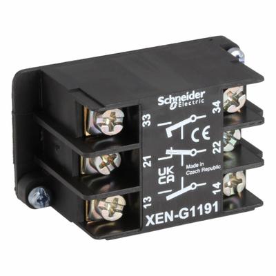 SCHNEIDER Contact Block: 22 mm Panel Mounting Size, 2NO/1NC - Contact Blocks