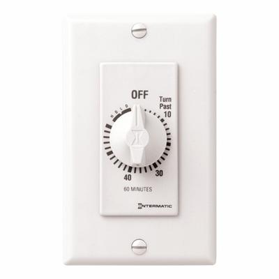 INTERMATIC Spring-Wound Timer: 1 hr Max, SPST, 277V AC, No Wall Plate Included - Spring-Wound Mechanical Timers without Wall Plates