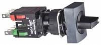 SCHNEIDER Selector Switch: 16 mm Panel Mounting Size, 3 Positions, Short Lever, 1NO, Non-Metallic (MPN XB6DD235B). Key specifications — AC Contact Rating: 3 A @ 120 V; Action: Maintained/Maintained/Maintained; Cam: No Cam Included; DC Contact Rating: 0.22 A @ 125 V; Hazardous Location Specification: Not Rated; Operator Head Material: Plastic; Operator Head Type: Short-Handled Knob; Operator Illumination: Non-Illuminated.