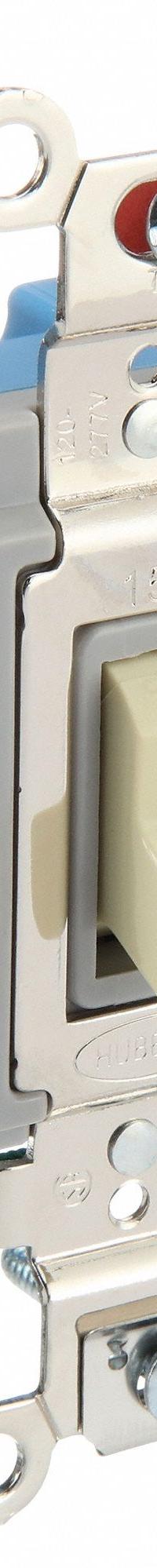 HUBBELL Wall Switch: Toggle Switch, 4-Way, Maintained, Ivory, 120/277V AC, 15 A (MPN HBL1204I). Key specifications — Illuminated: No; Voltage Rating: 120/277V AC.