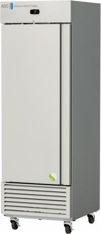 AMERICAN BIOTECH SUPPLY Lab Refrigerator: 25 cu ft, Upright, 3°C to 8°C, 32 1/4 in Overall Dp, Solid (MPN ABT-HC-SSR-25S-LH). Key specifications — Door Opening Style: Left; Color: Gray/Silver; Alarm Type: Door Ajar; Manufacturer Part Number: ABT-HC-SSR-25S-LH; Brand: AMERICAN BIOTECH SUPPLY; Product Type: Lab Refrigerator; Door Type: Solid; Refrigerant Type: R-290.