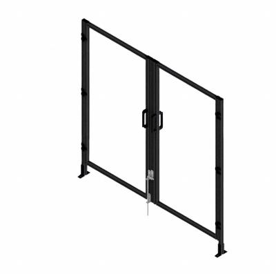 FAZTEK T-Slot Framing System Door: Stand-Alone, Black, Double Swing - Clear Plastic Standalone Door Kits