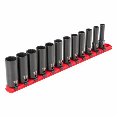 TEKTON Impact Socket Set: 3/8 in Drive Size, Small Set (0-50 pieces) Set Size - Metric Impact Socket Sets